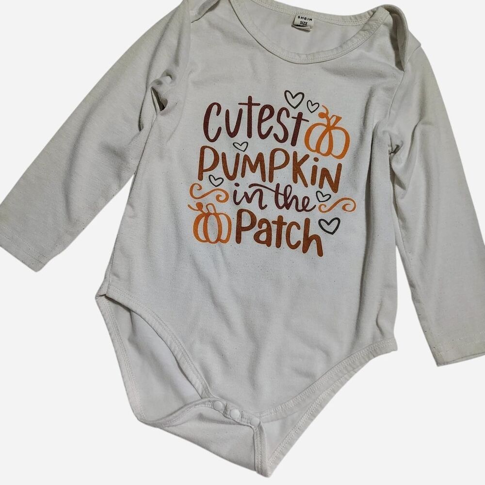 SHEIN Toddler Long Sleeve Onesie Cutest Pumpkin in the Patch Size 18-24M Unisex